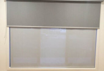 DOUBLE ROLLER BLINDS-BONDED FABRIC PELMET EPPING 2