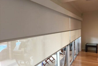 TWIN ROLLER BLINDS - SUNSCREEN-BLACKOUT UNDERNEATH PELMET