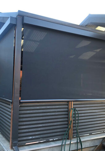 crank eshade blinds over outdoor entertainment