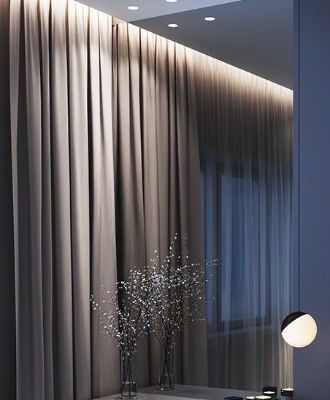 bedroom curtains in reccessed plaster bulkhead (1)