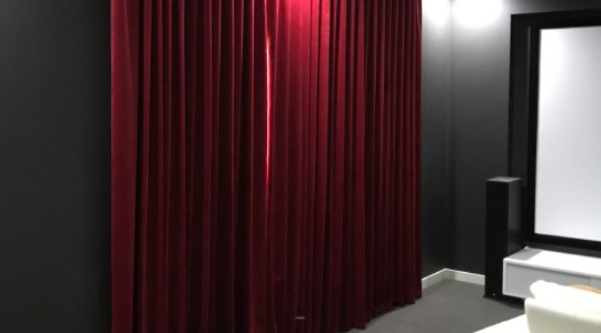 red velvet drapes in theatre