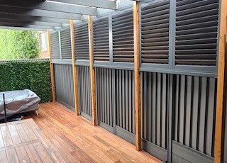 fixed panels half drop plantation shutters aluminium