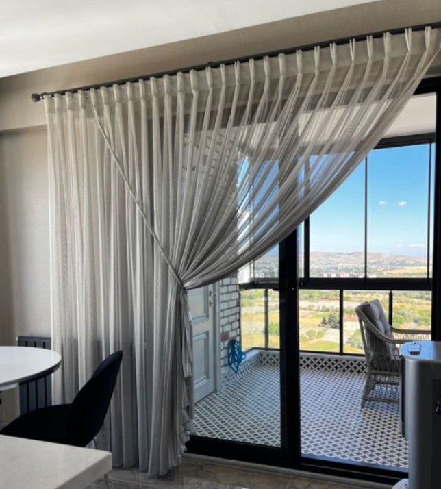 pleated curtains with tie back