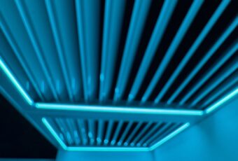 lumex louvred roof 2 bays with surround frame + gutters + led RGB with diffuser frame kit 2