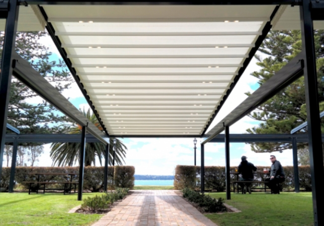 pleated retractable pergola roof system