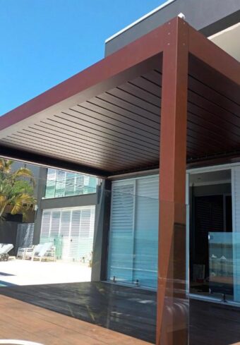 red frame louvre roof pergola system - lumex