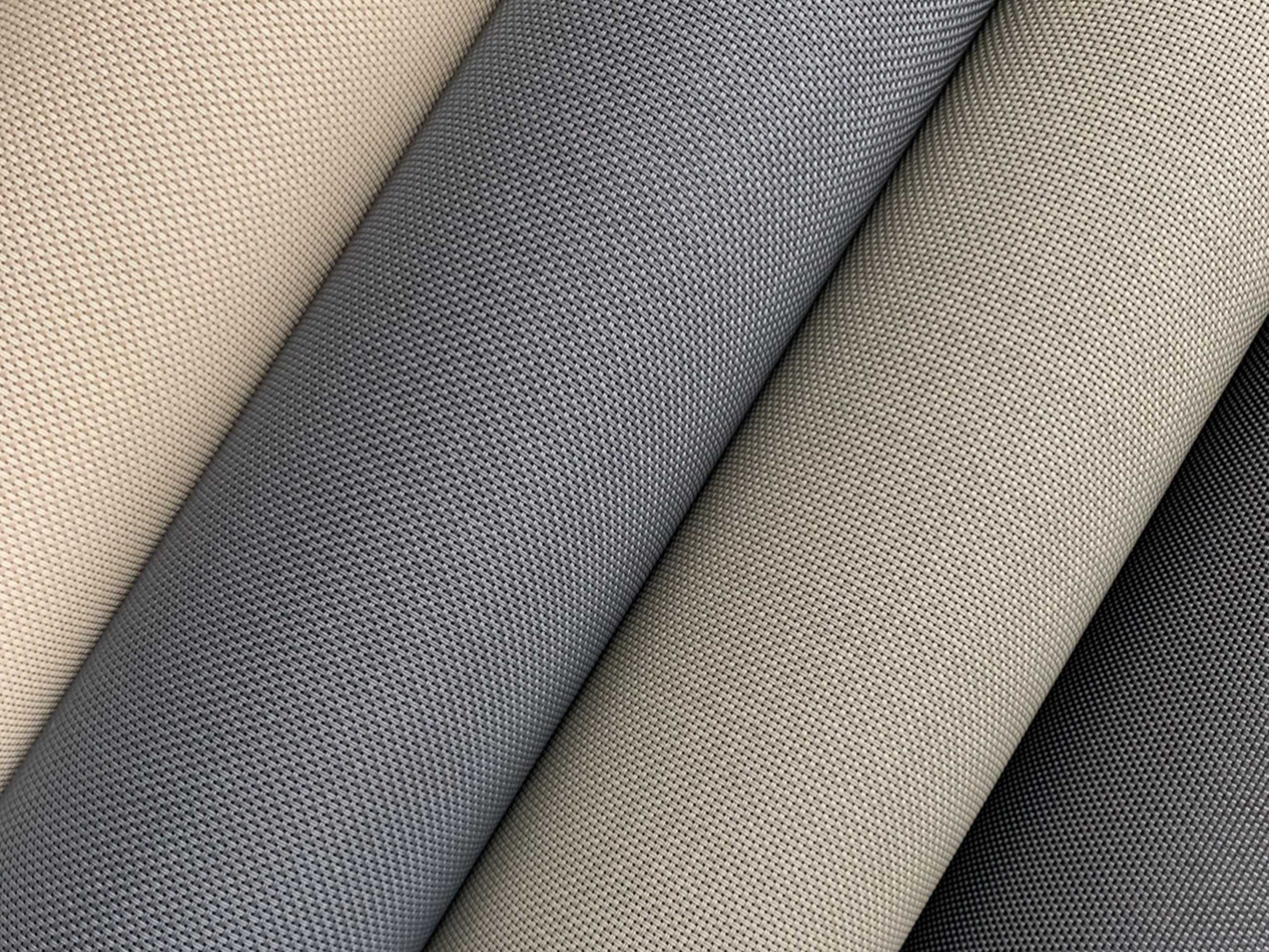 Beige and grey outdoor awning blind fabric samples
